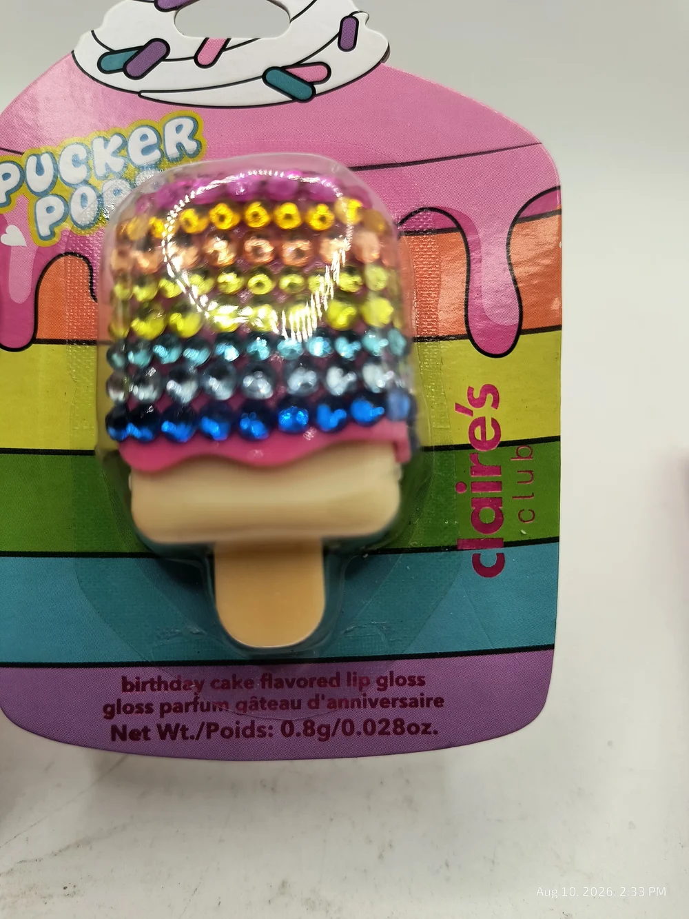 Claire's Pucker Pops Lip Gloss Ice Cream Design Watermelon Birthday Cake BNIP